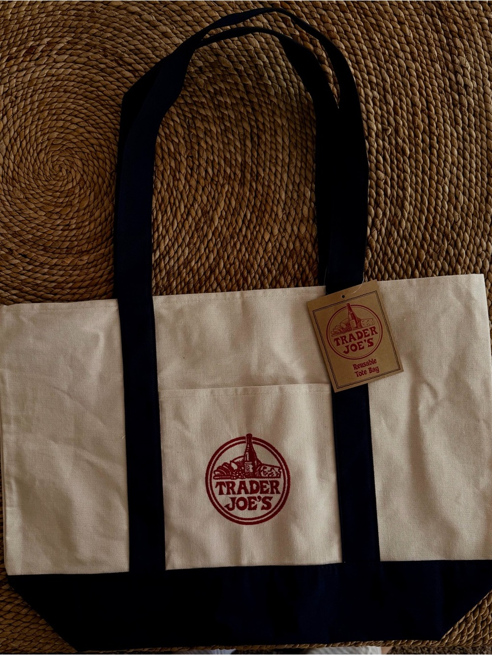 Women's Canvas Tote Bag in Natural and Black